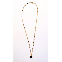 Collar Cruz negro perlas